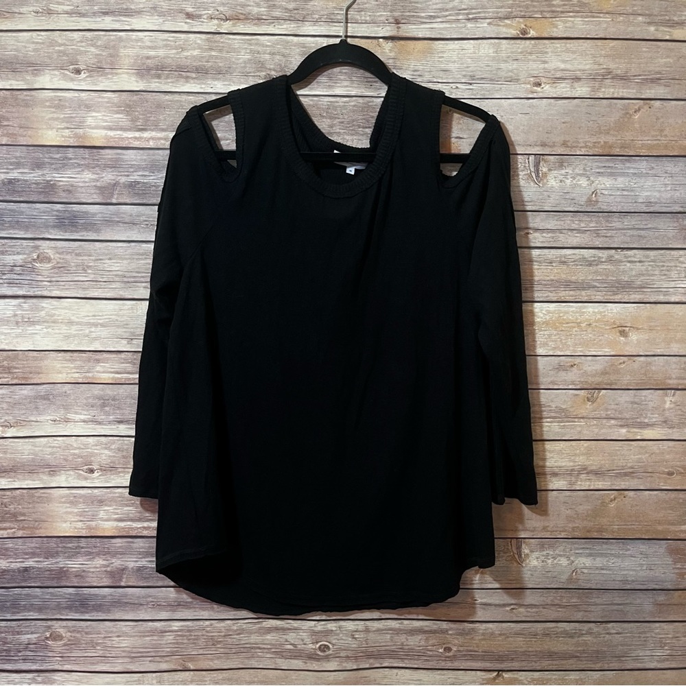 Michael Stars Black Cold Shoulder Cozy Knit Top Size 1XL G1